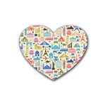 world Travel Rubber Coaster (Heart)