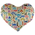 world Travel Large 19  Premium Heart Shape Cushion