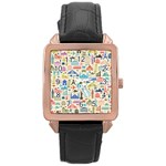 world Travel Rose Gold Leather Watch 