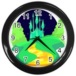 yellow brick road  Wall Clock (Black)