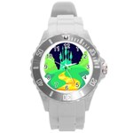 yellow brick road  Round Plastic Sport Watch (L)