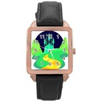 yellow brick road  Rose Gold Leather Watch 