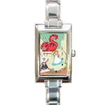 Through The Looking Glass Rectangle Italian Charm Watch