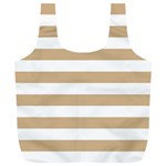 Horizontal Stripes - White and Tan Brown Full Print Recycle Bag (XL)