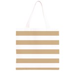 Horizontal Stripes - White and Tan Brown Grocery Light Tote Bag