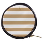 Horizontal Stripes - White and Tan Brown Mini Makeup Bag