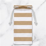 Horizontal Stripes - White and Tan Brown Jewelry Bag