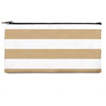 Horizontal Stripes - White and Tan Brown Pencil Case