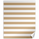 Horizontal Stripes - White and Tan Brown Canvas 8  x 10 