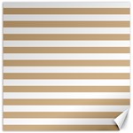 Horizontal Stripes - White and Tan Brown Canvas 12  x 12 