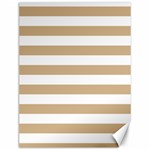 Horizontal Stripes - White and Tan Brown Canvas 12  x 16 