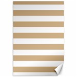 Horizontal Stripes - White and Tan Brown Canvas 12  x 18 