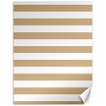 Horizontal Stripes - White and Tan Brown Canvas 18  x 24 