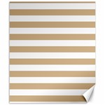 Horizontal Stripes - White and Tan Brown Canvas 20  x 24 