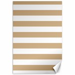 Horizontal Stripes - White and Tan Brown Canvas 20  x 30 