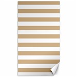 Horizontal Stripes - White and Tan Brown Canvas 40  x 72 