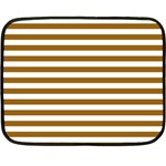 Horizontal Stripes - White and Golden Brown Fleece Blanket (Mini)