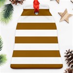 Horizontal Stripes - White and Golden Brown Bell Ornament (Two Sides)