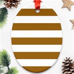 Horizontal Stripes - White and Golden Brown Ornament (Oval)