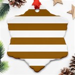 Horizontal Stripes - White and Golden Brown Snowflake Ornament (Two Sides)