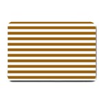 Horizontal Stripes - White and Golden Brown Small Doormat