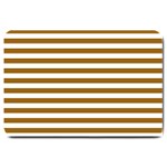 Horizontal Stripes - White and Golden Brown Large Doormat