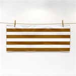 Horizontal Stripes - White and Golden Brown Hand Towel