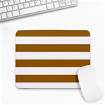 Horizontal Stripes - White and Golden Brown Small Mousepad