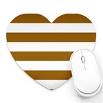 Horizontal Stripes - White and Golden Brown Heart Mousepad