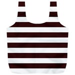 Horizontal Stripes - White and Dark Sienna Brown Full Print Recycle Bag (XL)