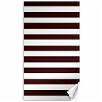 Horizontal Stripes - White and Dark Sienna Brown Canvas 40  x 72 