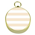 Horizontal Stripes - White and Champagne Orange Gold Compass