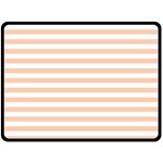 Horizontal Stripes - White and Apricot Orange Fleece Blanket (Large) (One Side)