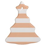 Horizontal Stripes - White and Apricot Orange Ornament (Christmas Tree)