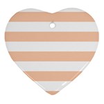 Horizontal Stripes - White and Apricot Orange Ornament (Heart)