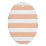 Horizontal Stripes - White and Apricot Orange Ornament (Oval)