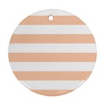 Horizontal Stripes - White and Apricot Orange Round Ornament (Two Sides)