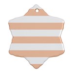 Horizontal Stripes - White and Apricot Orange Snowflake Ornament (Two Sides)