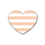 Horizontal Stripes - White and Apricot Orange Heart Coaster (4 pack)