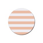 Horizontal Stripes - White and Apricot Orange Rubber Round Coaster (4 pack)