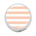 Horizontal Stripes - White and Apricot Orange 4-Port USB Hub (One Side)