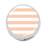 Horizontal Stripes - White and Apricot Orange 4-Port USB Hub (Two Sides)