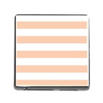 Horizontal Stripes - White and Apricot Orange Memory Card Reader (Square)