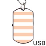 Horizontal Stripes - White and Apricot Orange Dog Tag USB Flash (Two Sides)