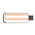 Horizontal Stripes - White and Apricot Orange Portable USB Flash (One Side)