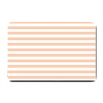 Horizontal Stripes - White and Apricot Orange Small Doormat