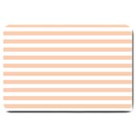 Horizontal Stripes - White and Apricot Orange Large Doormat