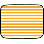 Horizontal Stripes - White and Dark Tangerine Orange Fleece Blanket (Mini)