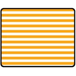 Horizontal Stripes - White and Dark Tangerine Orange Fleece Blanket (Medium) (One Side)