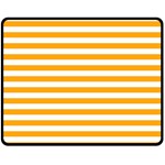 Horizontal Stripes - White and Dark Tangerine Orange Double Sided Fleece Blanket (Medium) (Two Sides)